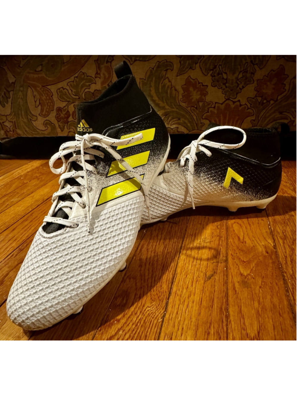Adidas Men ACE 17.3 Primemesh FG/AG Soccer Cleats-Wht, black, yellow. Sz 13 MINT